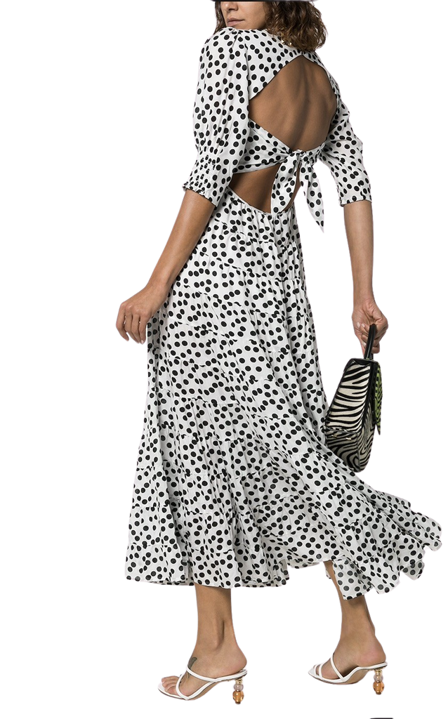 Rixo Agyness Polka Dot Print Tiered Dress: Size Large