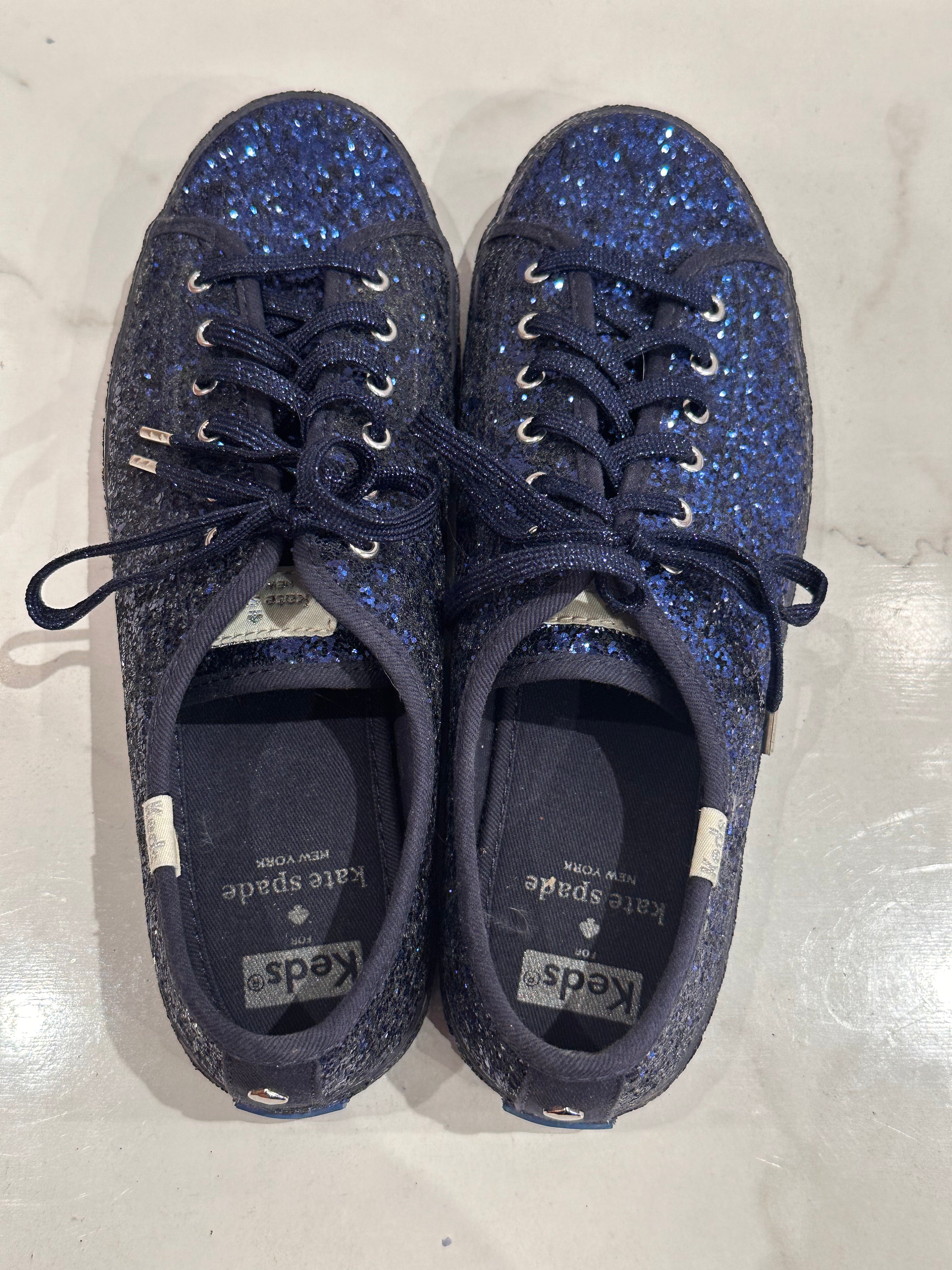 Keds and Kate Spade Blue Glitter Sneakers House of Kellogg