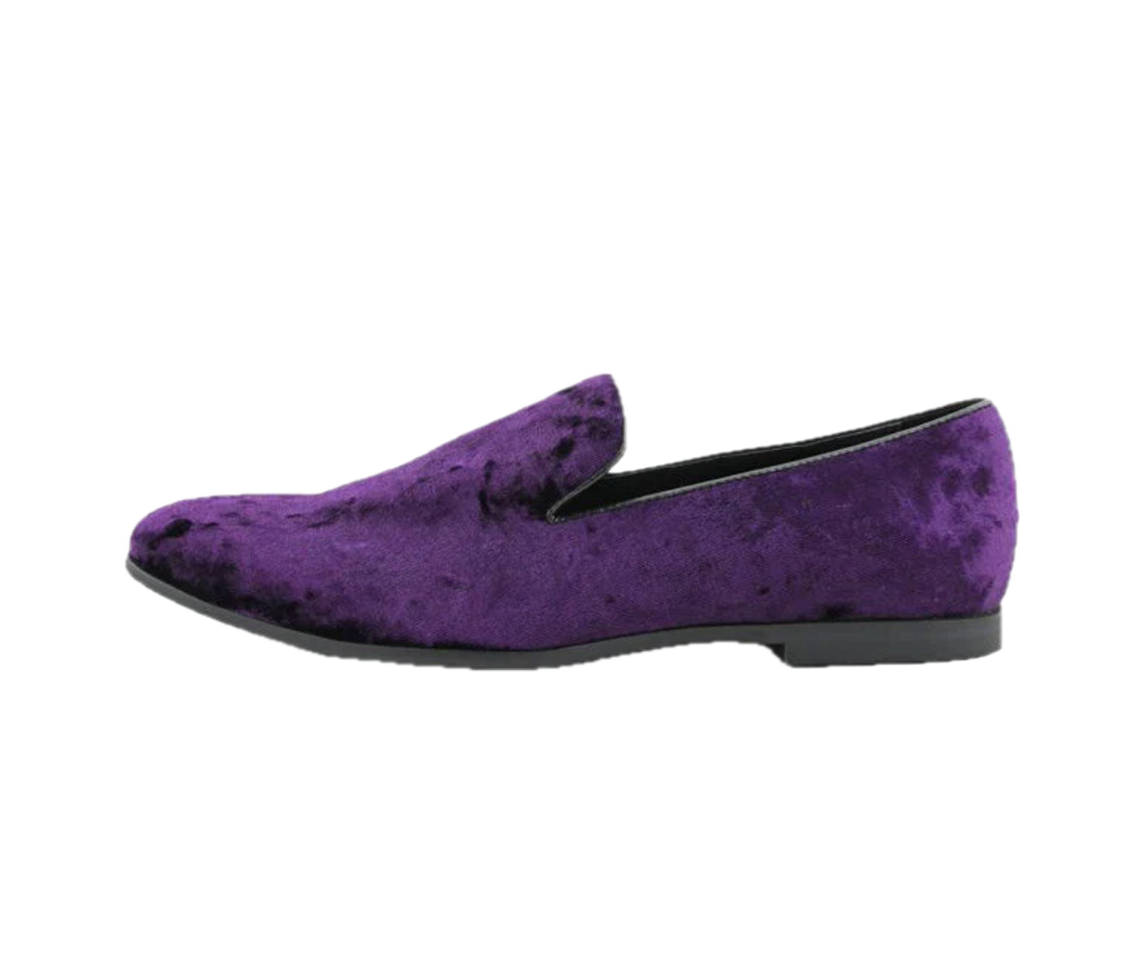 Purple Crushed Velvet Loafers