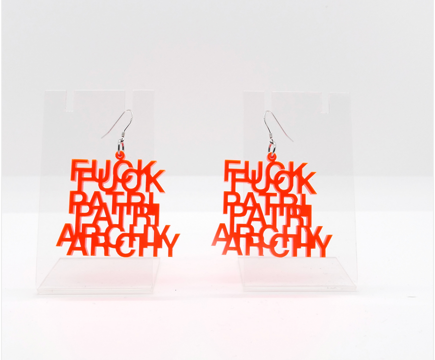 Do You Ear Me Neon Fuck Patriarchy Earrings